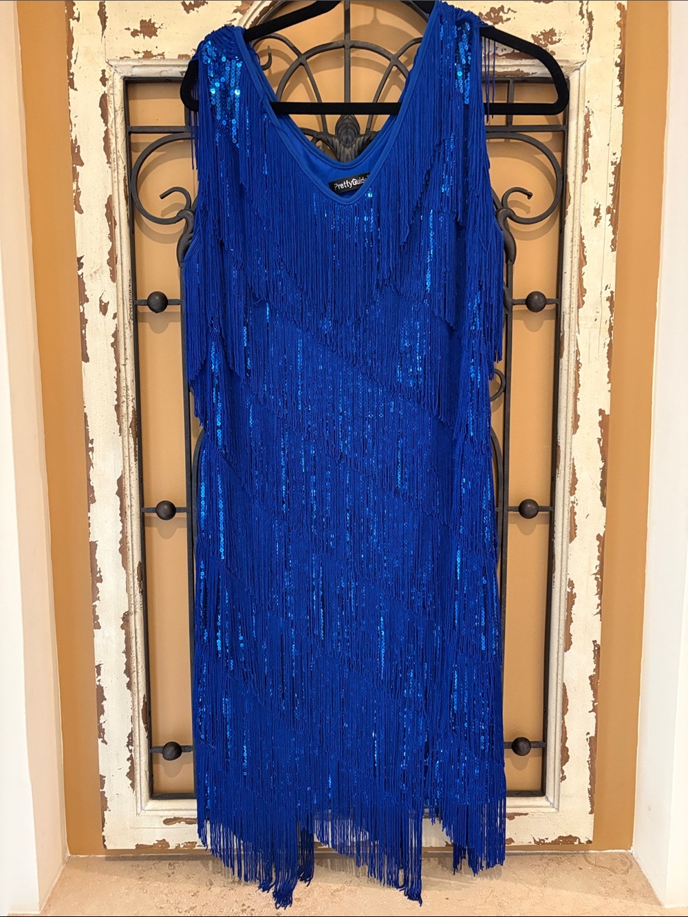 Fringe Sequin Mini Dress in Royal Blue by Pretty Guide. Flapper/Roaring Twenties